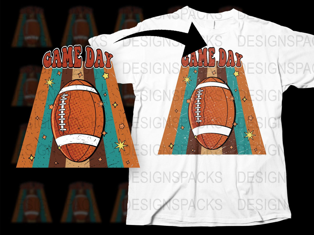 Game Day Football T-Shirt, Vintage Sports Tee, Retro Design, Men's and Women's Casual Apparel