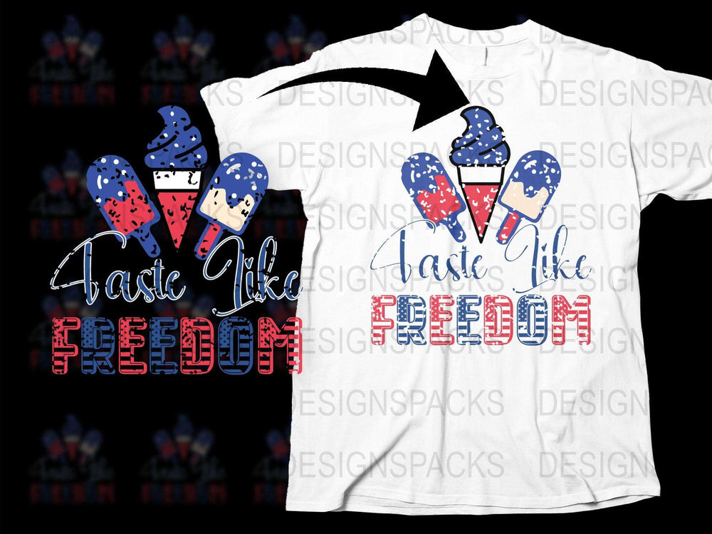 Patriotic Ice Cream T-Shirt, Taste Like Freedom USA Flag Tee, Summer July 4th Celebration Top, Unisex Graphic Shirt
