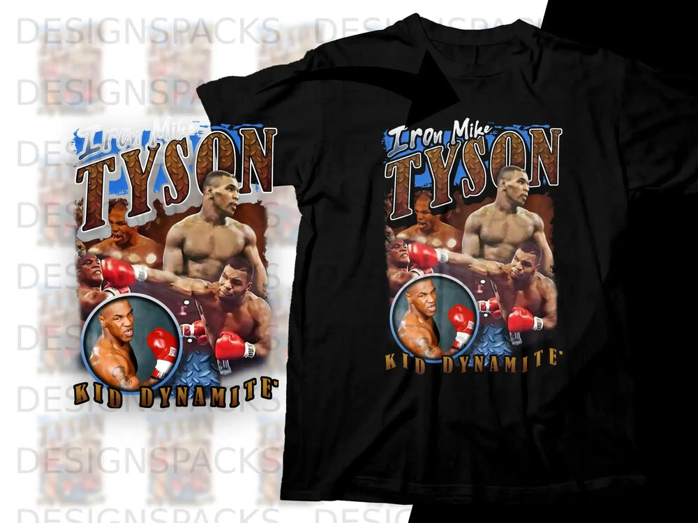 T-shirt graphic with Iron Mike Tyson boxing, "Kid Dynamite" text.