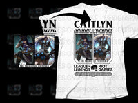 League of Legends Caitlyn T-Shirt, Sheriff of Piltover Graphic Tee, Gaming Apparel, Unisex White Shirt