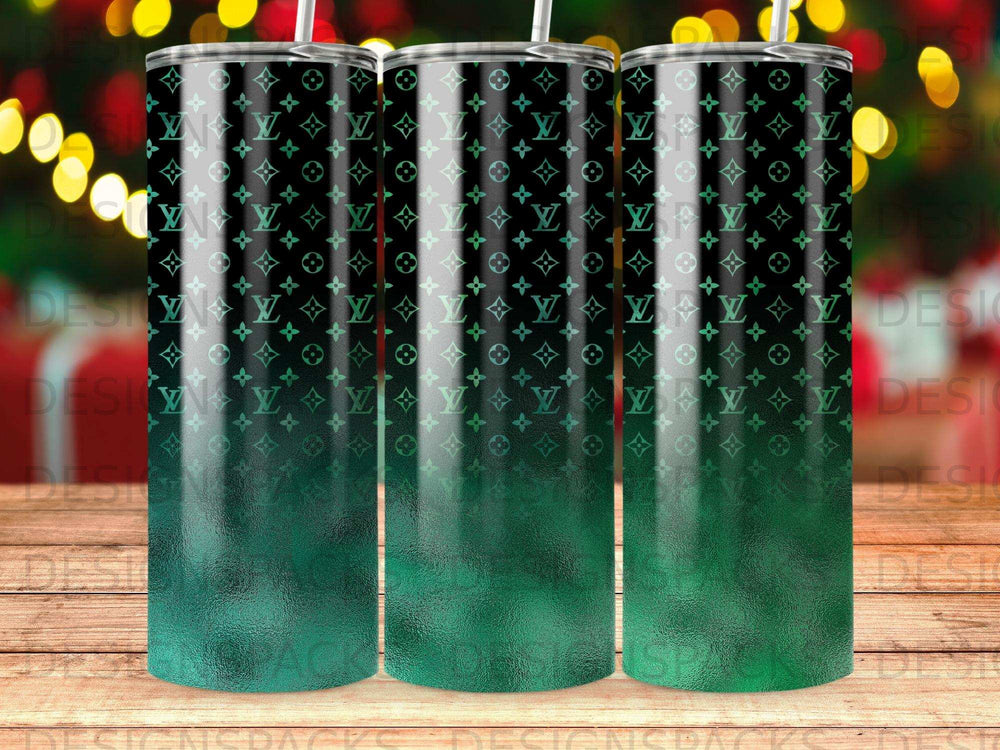 Black Green Gradient Monogram Pattern Tumbler product type