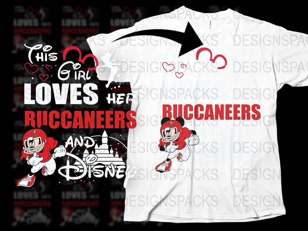Disney and Buccaneers Themed T-Shirt, His Girl Loves Her Buccaneers, Couples Tee, Graphic Shirt