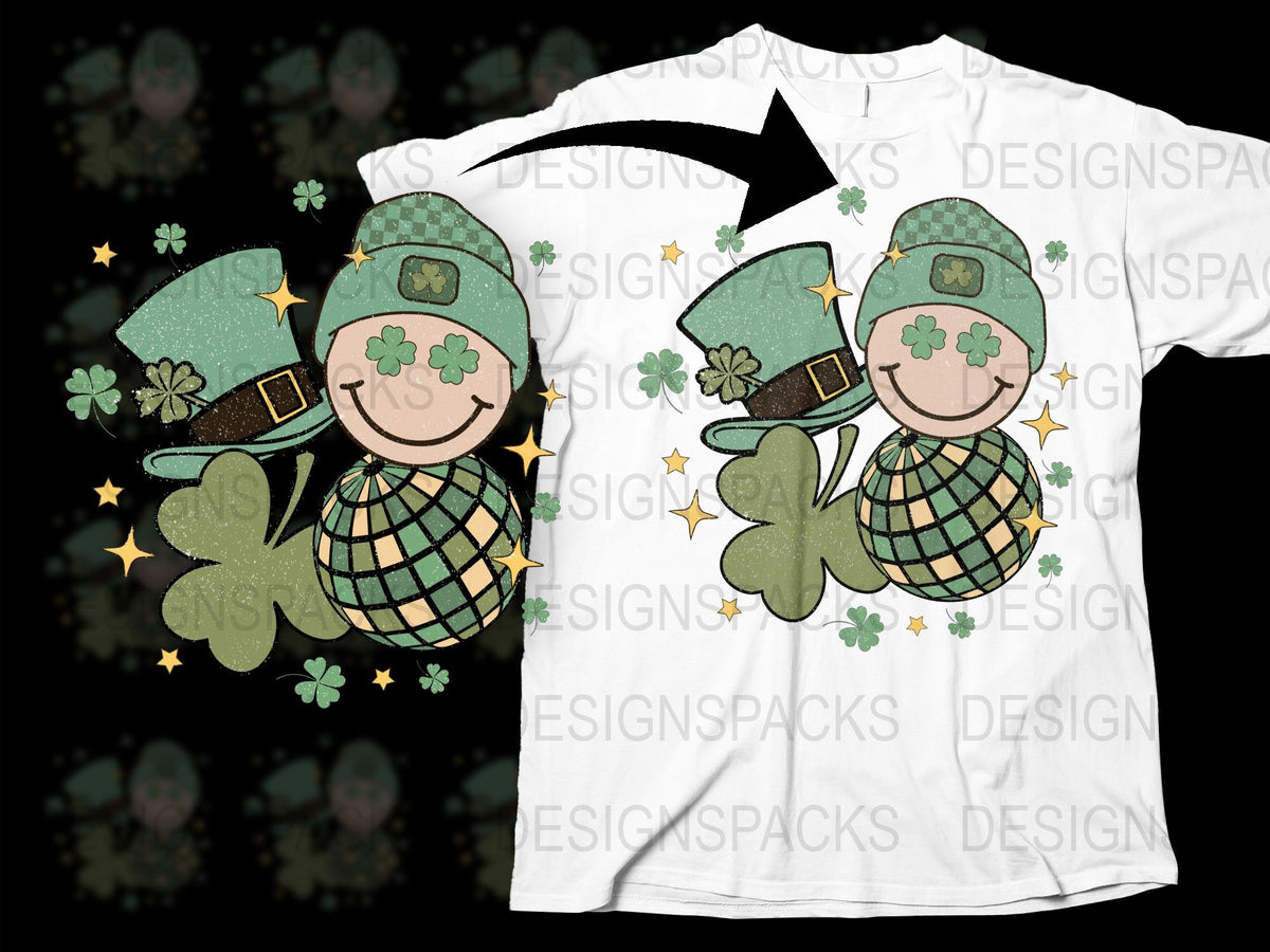 St. Patrick's Day T-Shirt Cute Leprechaun Graphic Tee Shamrock Pattern Holiday Apparel for All Ages
