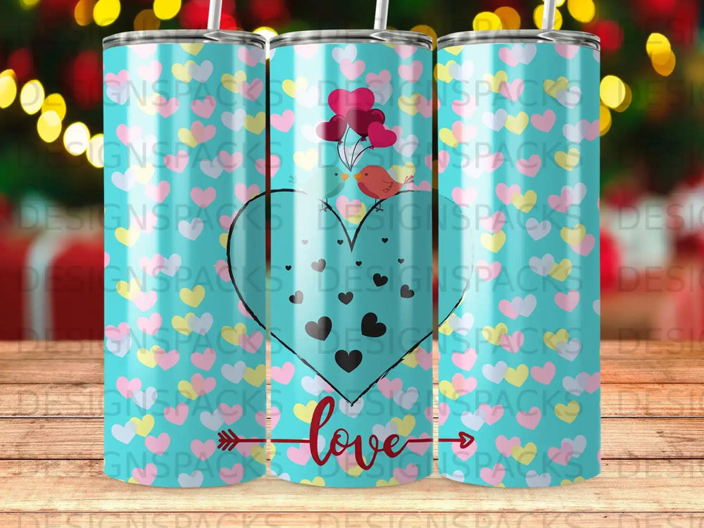 Love Birds Heart Balloons Blue Hearts Pattern product type