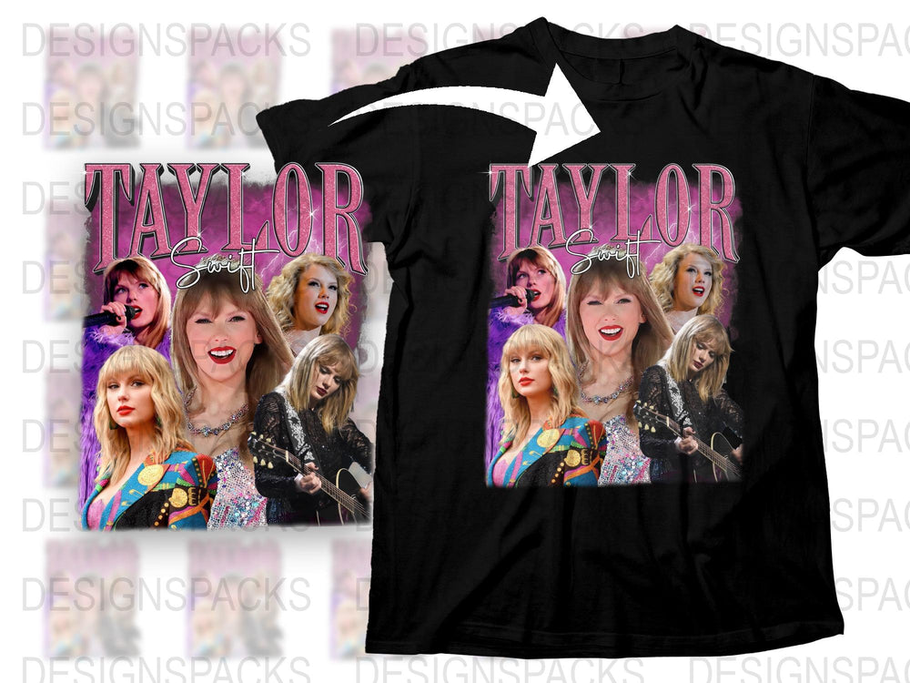 Taylor Inspired Graphic T-Shirt, Vintage Pop Star Collage, Fan Apparel, Music Lover Gift, Colorful Women's Tee