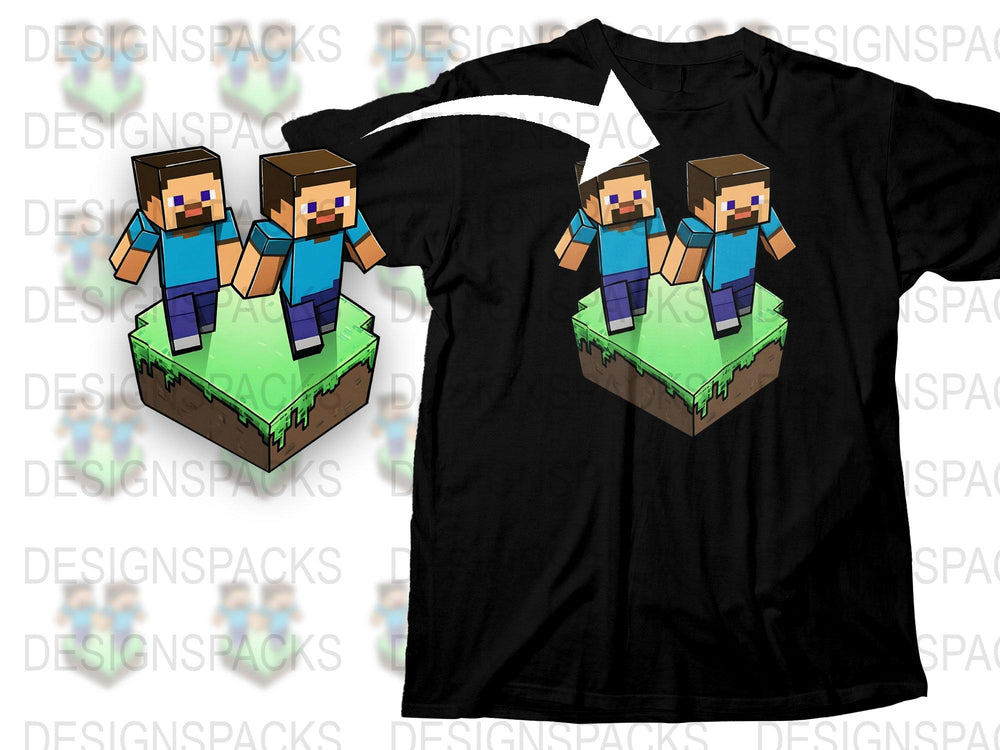 Boys' Black T-Shirt with Pixel Art Character, Gamer Graphic Tee, Kids' Video Game Shirt, Gift for Gamers