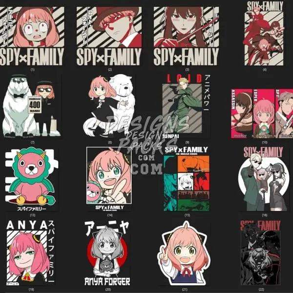 Spy x Family anime designs for DTF, DTG, embroidery, and tumbler wraps, print-ready PNG, PES, SVG