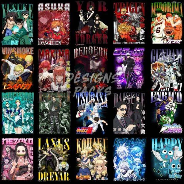 23 Anime Bootleg Mix V1 Designs Bundle PNG