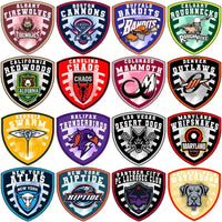 Load image into Gallery viewer, 23 Lacrosse League Shield Logo Designs Bundle PNG
