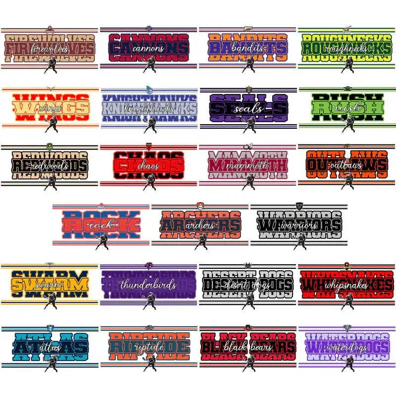 23 Lacrosse League Team Name & Stripes Designs Bundle PNG