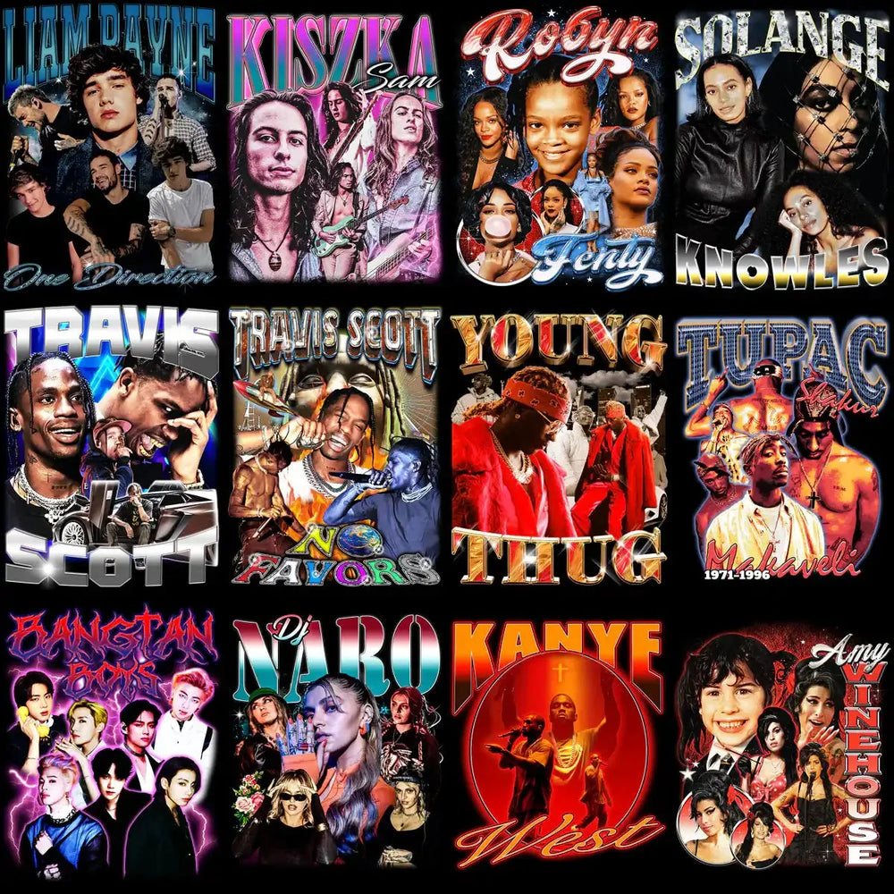 23 Music Artist Stars V6 Bootleg Designs Bundle PNG