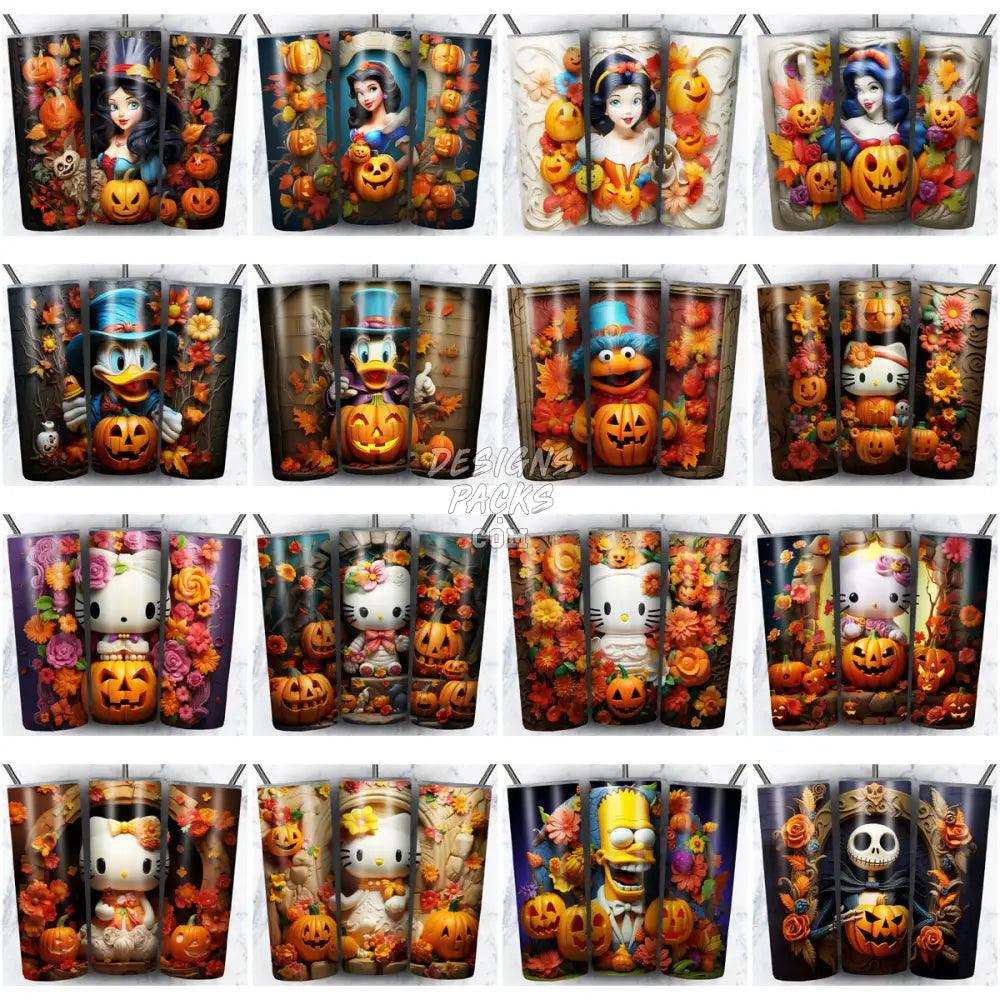 230 3D Halloween Cartoon Tumbler Wrap Bundle Jpg