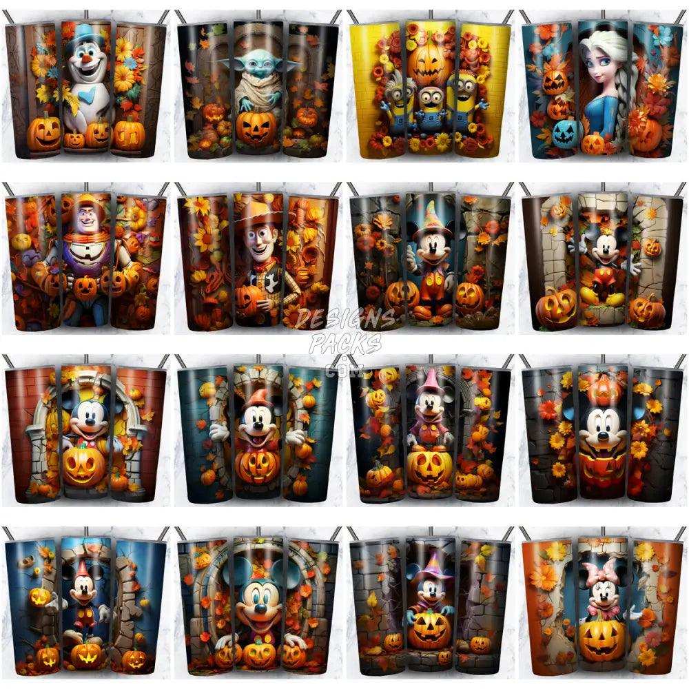 230 3D Halloween Cartoon Tumbler Wrap Bundle Jpg