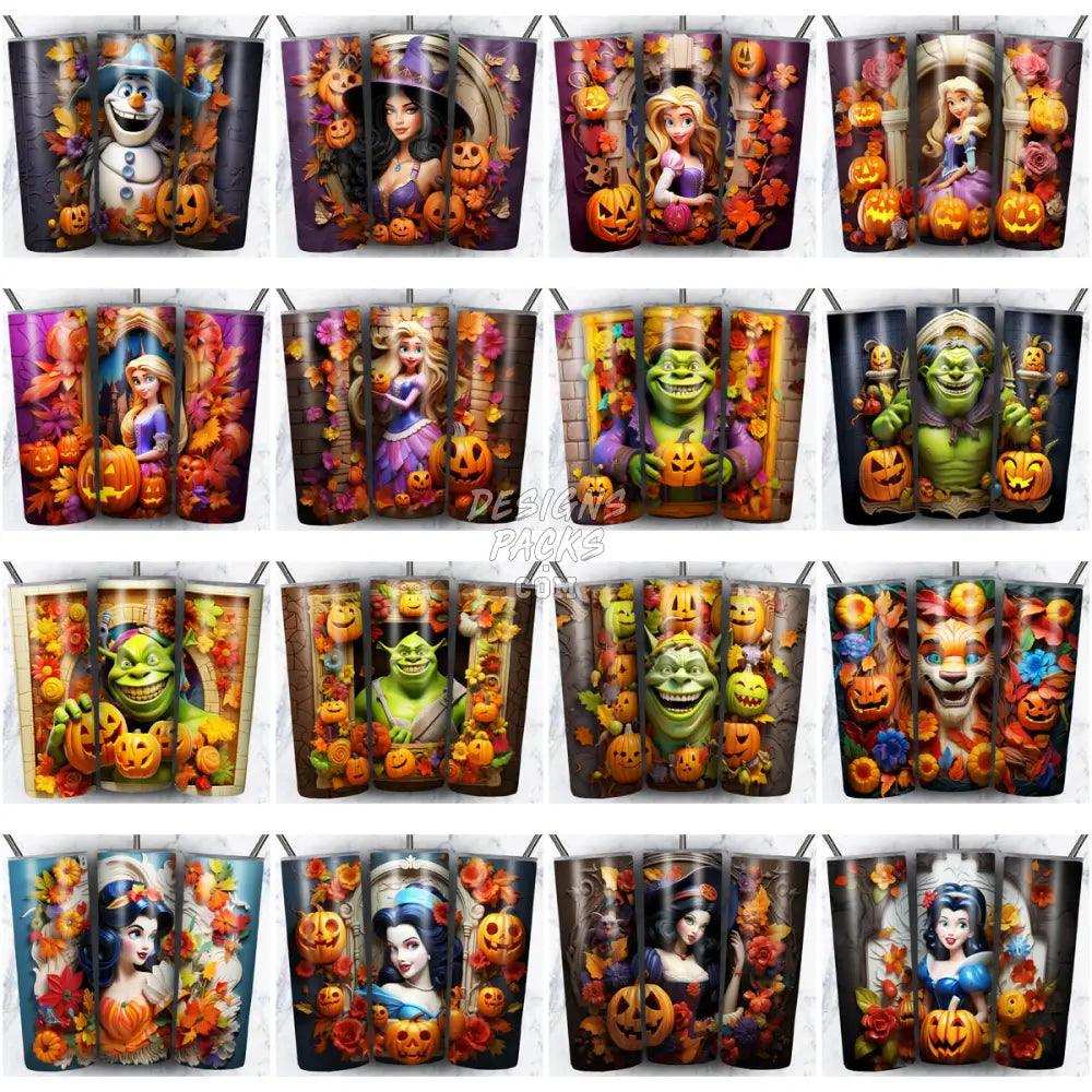 230 3D Halloween Cartoon Tumbler Wrap Bundle Jpg