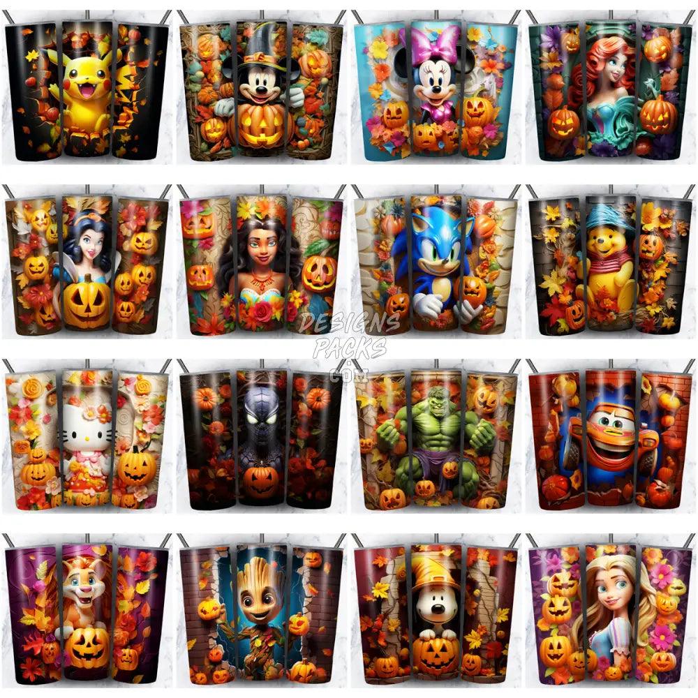 230 3D Halloween Cartoon Tumbler Wrap Bundle Jpg