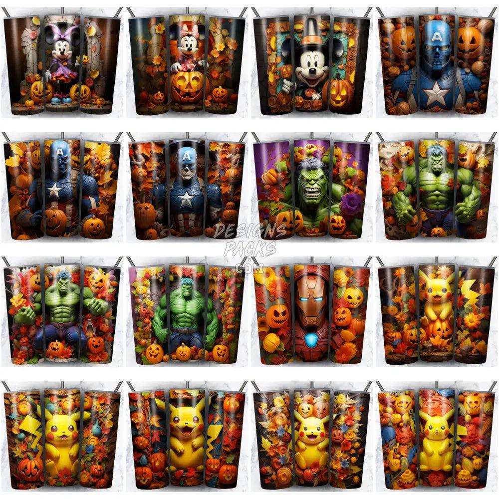 230 3D Halloween Cartoon Tumbler Wrap Bundle Jpg