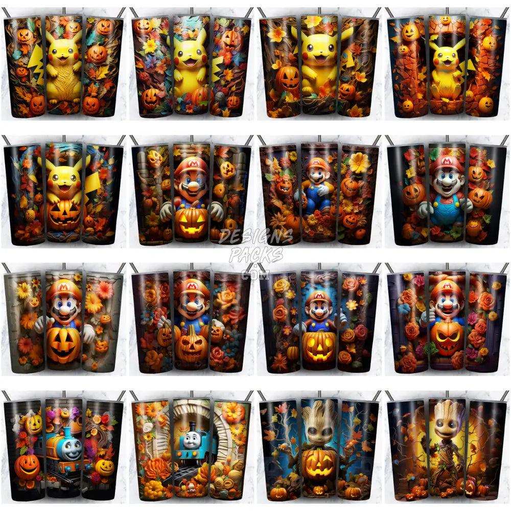 230 3D Halloween Cartoon Tumbler Wrap Bundle Jpg
