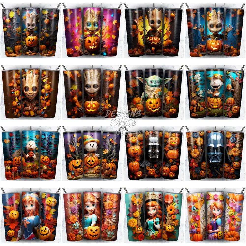 230 3D Halloween Cartoon Tumbler Wrap Bundle Jpg