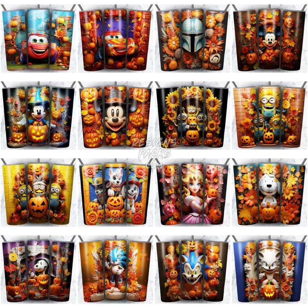 230 3D Halloween Cartoon Tumbler Wrap Bundle Jpg