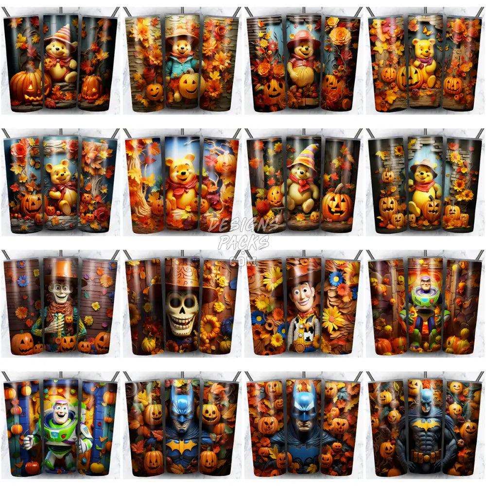 230 3D Halloween Cartoon Tumbler Wrap Bundle Jpg