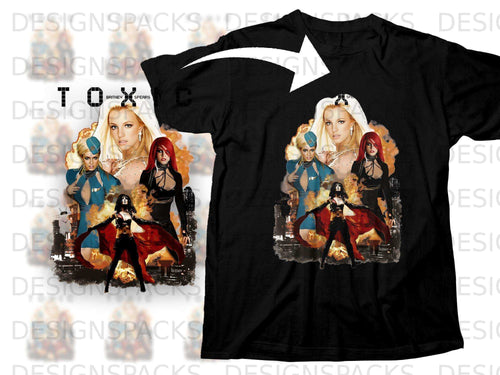 Black t-shirt with Britney Spears graphic featuring three images of the singer.