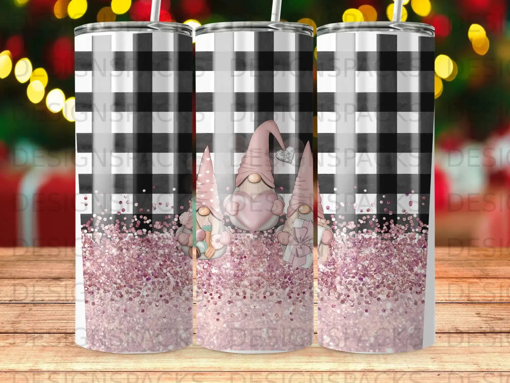 Cute Valentine Gnomes Pink Glitter Buffalo Plaid Design product type