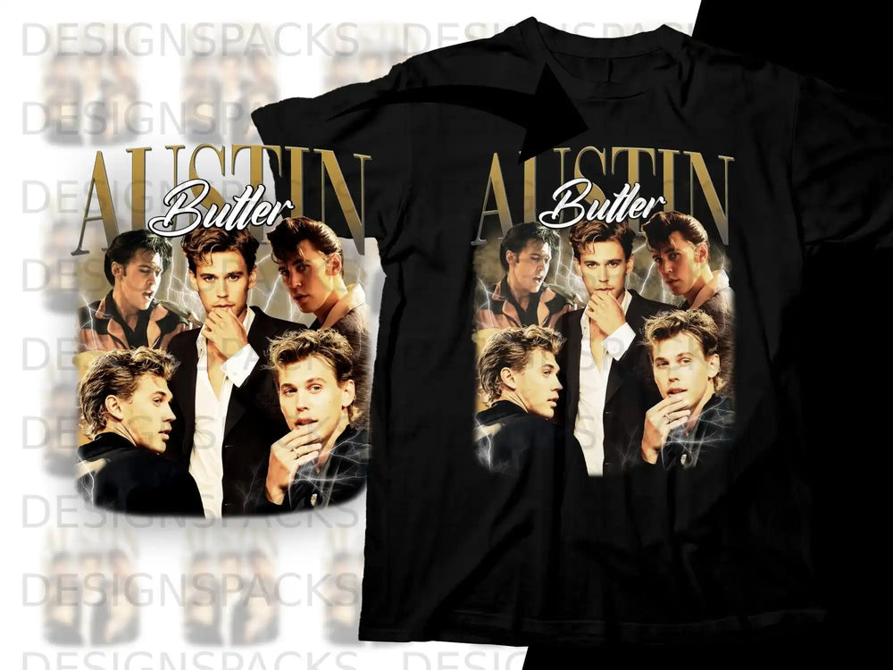 Austin Butler collage t-shirt with multiple portraits of the actor.