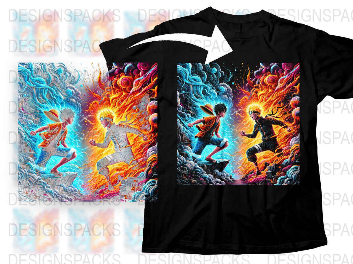 Colorful Abstract Art T-Shirt, Fire and Water Dance Design, Vibrant Graphic Tee, Unisex Fashion Clothing