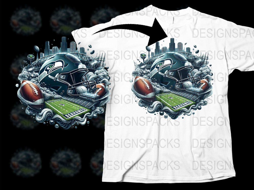 Men's Football Graphic T-Shirt, Sports Team Fan Apparel, Casual Athletic Tee, Unique Game Day Shirt, Vibrant Print Design.