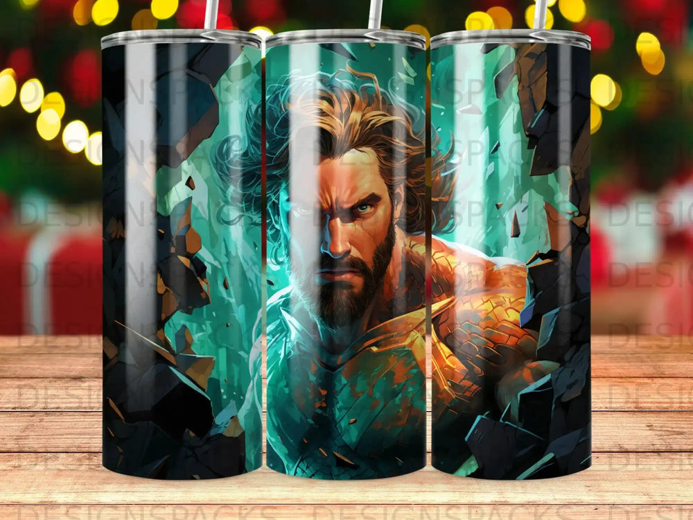 Aquaman character portrait with detailed armor and a powerful, intense gaze.