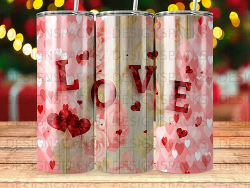 Valentine's Day tumbler wrap with red hearts, 