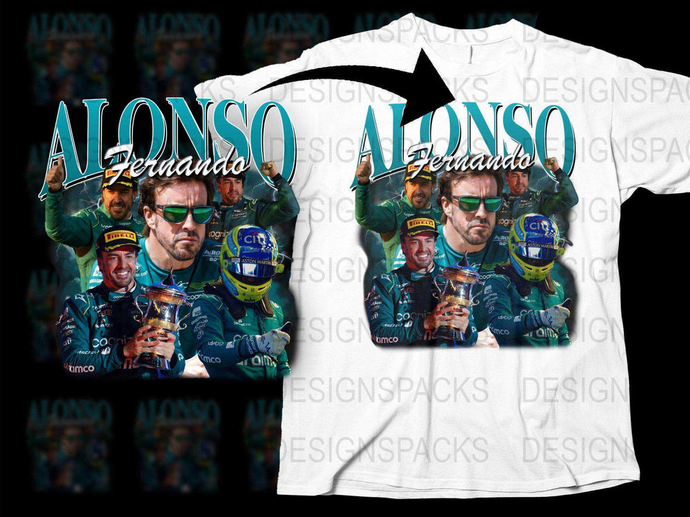 Fernando Alonso Race Car Driver Graphic T-Shirt, Formula One Fan Apparel, Motorsport Casual Wear, Racing Enthusiast Gift Idea