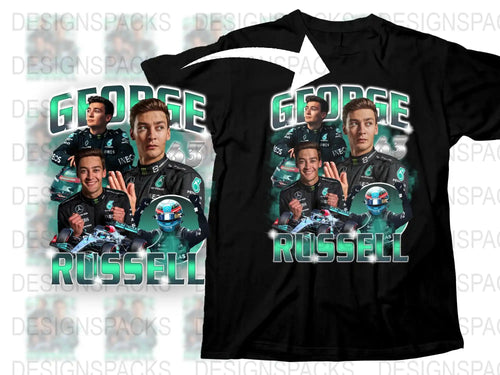 George Russell Graphic T-Shirt, Formula Racing Driver Tee, Motorsport Fan Gift, Casual Sports Apparel, High-Quality Print Shirt