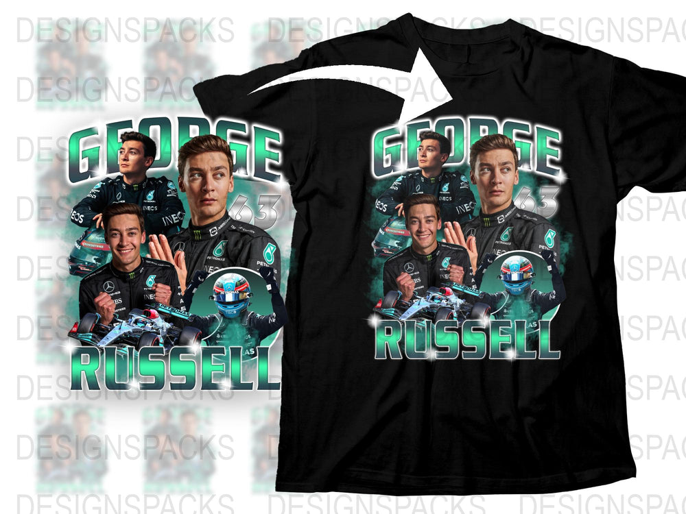 George Russell Graphic T-Shirt, Formula Racing Driver Tee, Motorsport Fan Gift, Casual Sports Apparel, High-Quality Print Shirt