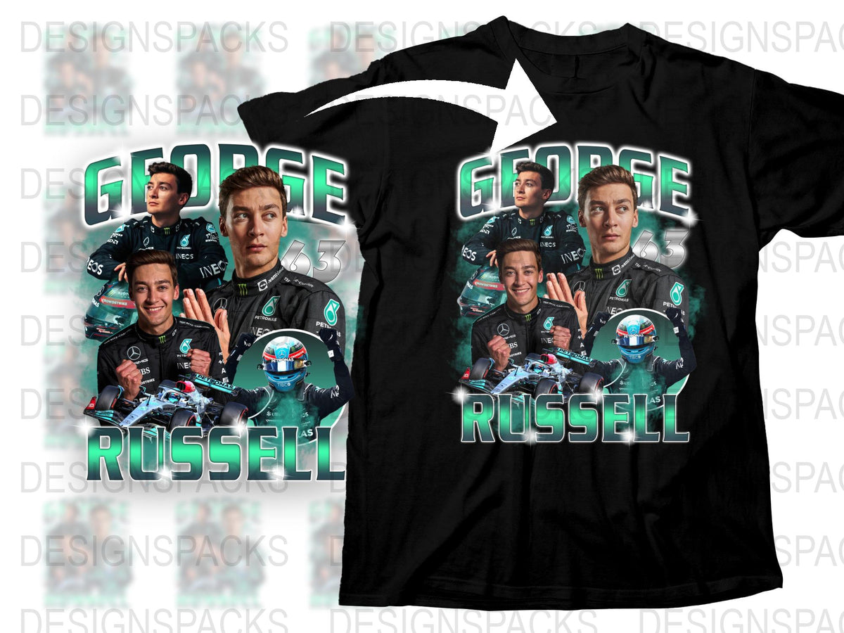 George Russell Graphic T-Shirt, Formula Racing Driver Tee, Motorsport Fan Gift, Casual Sports Apparel, High-Quality Print Shirt