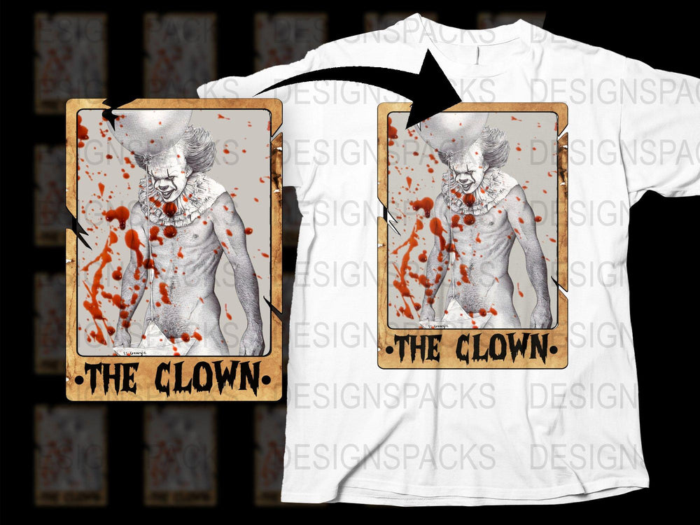 Scary Clown Graphic T-Shirt, Horror Movie Fan Tee, Blood Splatter Design, Creepy Clown Shirt, Unisex Horror Apparel