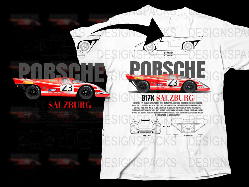 Porsche Salzburg Racing Car T-Shirt, Vintage Inspired Graphic Tee, Automotive Enthusiast Gift, Collector's Item, Cotton Shirt