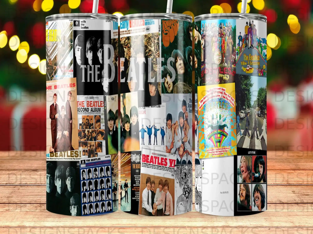 Collage of The Beatles album covers in vibrant colors.