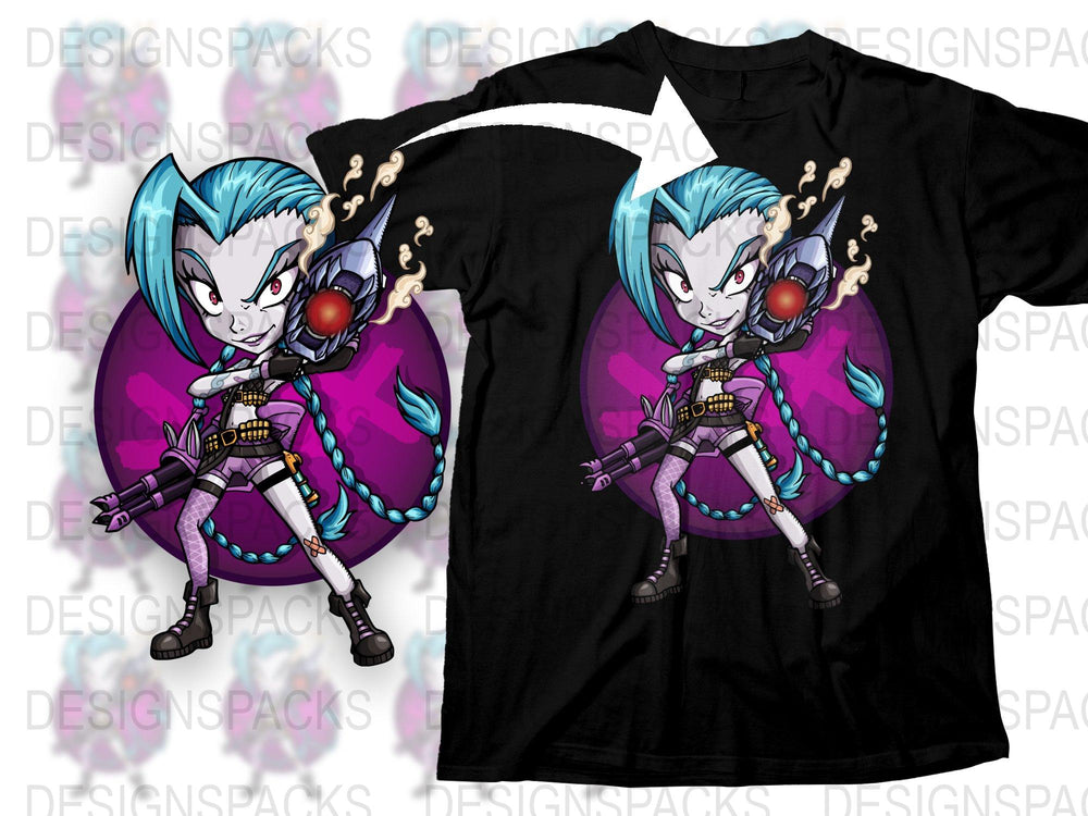 Anime Inspired Cyberpunk Girl T-Shirt, Graphic Print Tee, Cool Fantasy Design Shirt