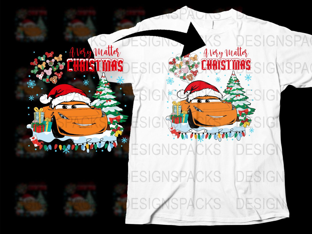 Merry Christmas T-Shirt, Cute Cartoon Car with Tree, Festive Holiday Apparel, Unisex Graphic Tee, Winter Season Gift Idea