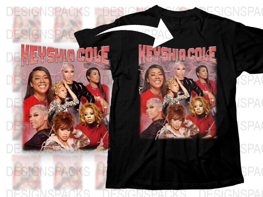 Keyshia Cole Inspired Graphic T-Shirt, Vintage Style Music Artist Tee, Multiple Poses, Pop Culture Fashion Top