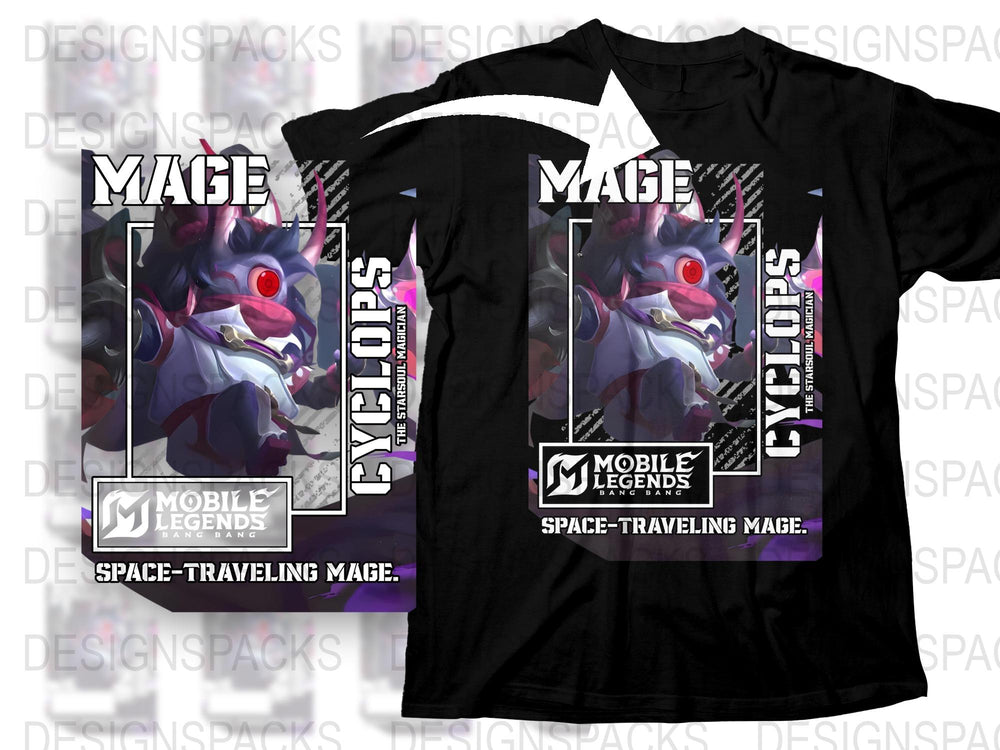 Mobile Legends Cyclops T-Shirt, Space-Traveling Mage Graphic Tee, Gaming Apparel, Unisex Black Shirt