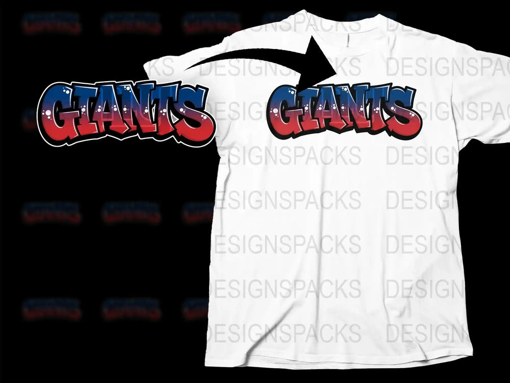 Giants Logo T-Shirt, Classic Red Blue Bold Graphic Tee, Unisex Sports Fan Apparel