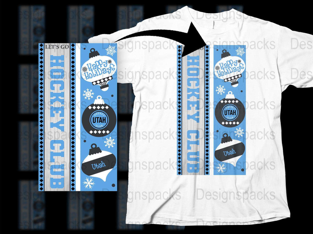 Utah Hockey Club T-Shirt, Let’s Go Hockey, Happy Holidays Winter Sports Apparel