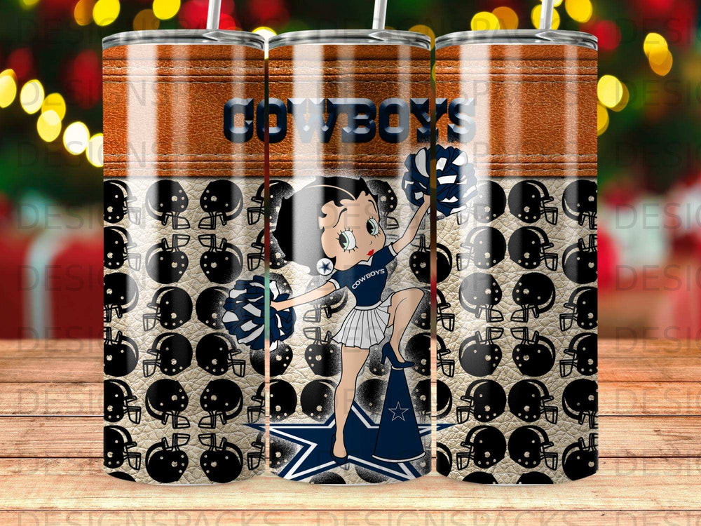 Betty Boop cheering for the Cowboys in a spirit outfit.