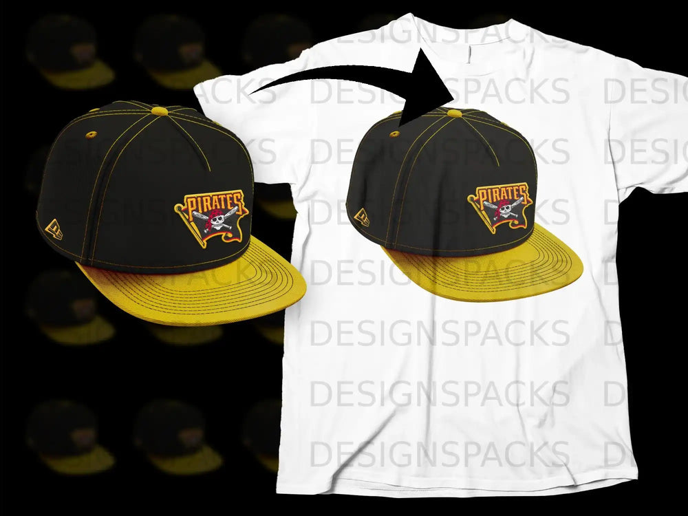 Black and Yellow Pirates Baseball Cap Hat