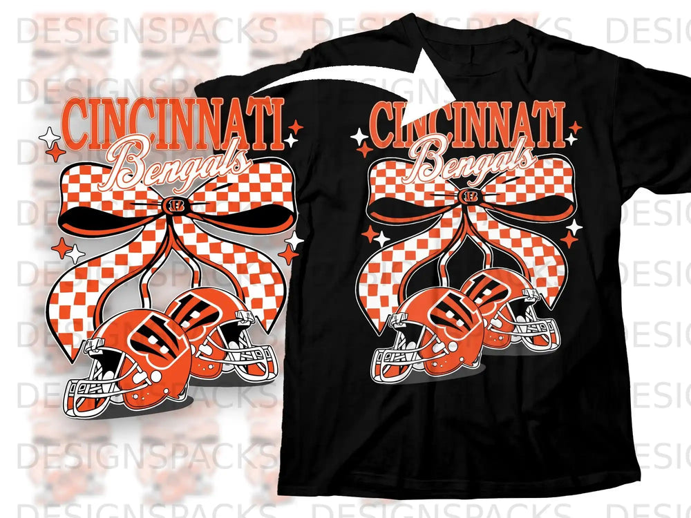 Cincinnati Bengals Checkered Bow and Helmets Shirt
