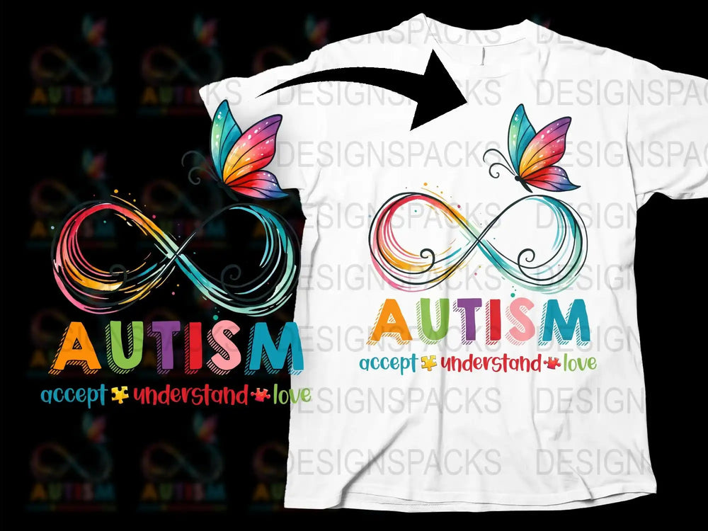 Colorful Autism Awareness T-Shirt, Accept Understand Love, Butterfly Graphic Tee, Unisex Fashion