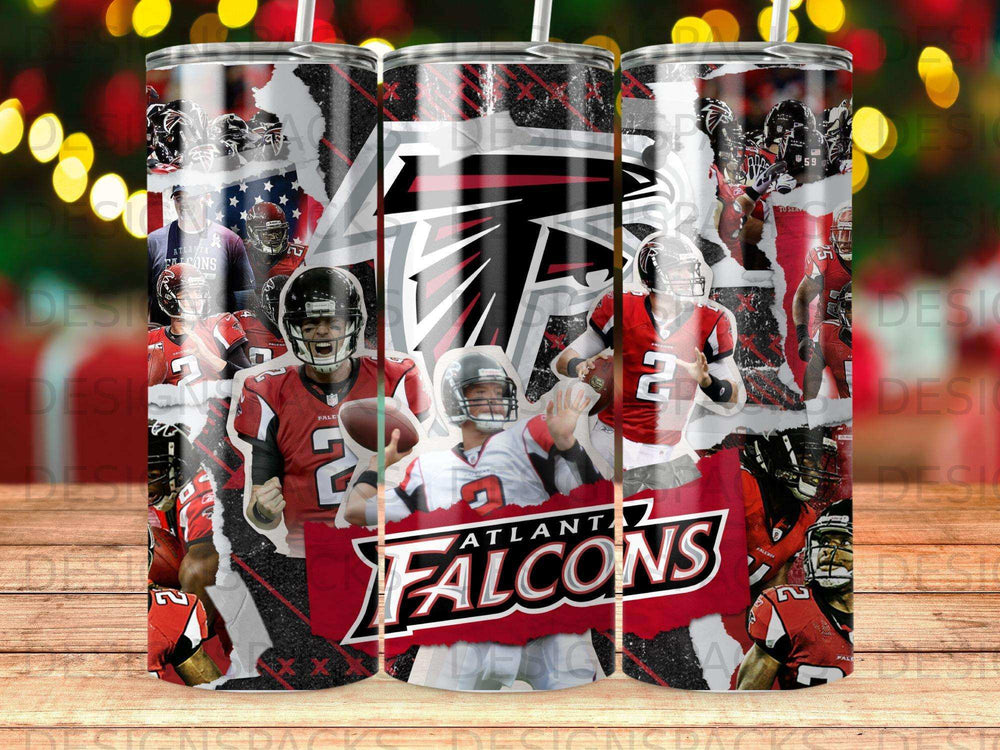 Atlanta Falcons collage with players and team logo.