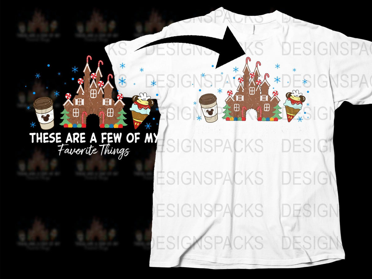 Christmas Holiday T-Shirt with Cute Gingerbread Houses and Festive Cupcakes Design, Unisex Winter Tee